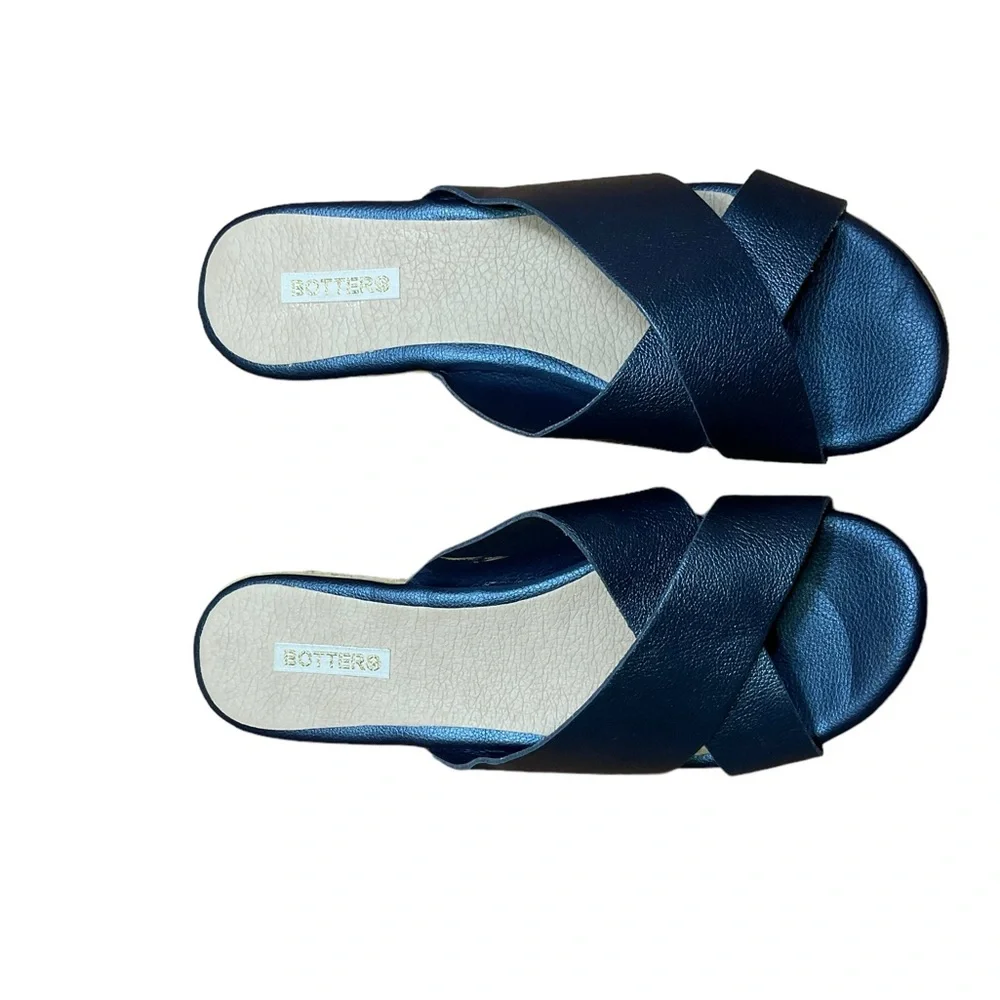 BOTTERO. Women Metalic Blue Slim plataforma size‎ 10